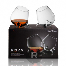 Final Touch Verres à Cognac Relax - Lot De 2 - Verre Unique Avec Pic Central - 600ml