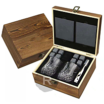 Bar Originale - Ensemble dégustation - Verres, Sous verres, Pierres, Pince - Coffret bois