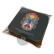 La Compagnie du Rhum - Lot de 4 sous-verres panachés - Tiki - 9,3 x 9,3 cm