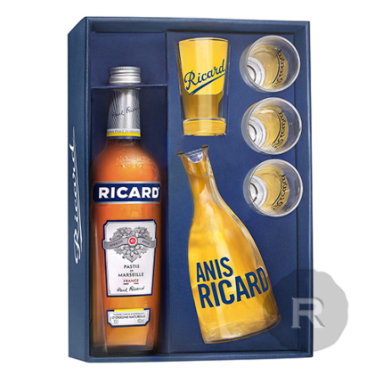 Ricard - Pastis - Coffret Années 50 - 4 verres et Carafe - 70cl - 45°