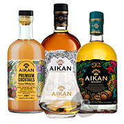 Aikan - Lot 3 Whiskies Fine - Passion - Intense + 6 verres offerts - 1,9L - 35°