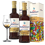 Barbancourt - Lot 2 x Rhums hors d'âge 15 ans  + 6 verres offerts - 140cl - 43°