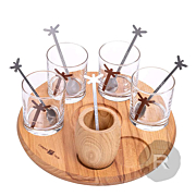 Comptoir Créole - Plato'Ti-punch - 25,6 cm - 4 verres - 5 Lélés inox - 1 sucrier