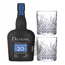 Coffret cadeau rhum Hampden HLCF Classic 60% + 2 verres rocks