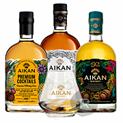 Aikan - Lot 3 Whiskies Fine - Passion - Intense + 6 verres offerts - 1,7L - 35°
