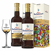 Barbancourt - Lot 2 x Rhums hors d'âge 15 ans  + 6 verres offerts - 140cl - 43°