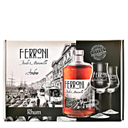 Ferroni - Rhum ambré - Coffret 2 verres - 70cl - 40°