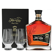 Flor de Cana - Rhum hors d'âge - Centenario - 25 ans - Coffret 2 verres - 70cl - 40°