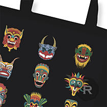 La Compagnie du Rhum - Tote Bag - Masques Tiki - Noir - 42 x 38cm